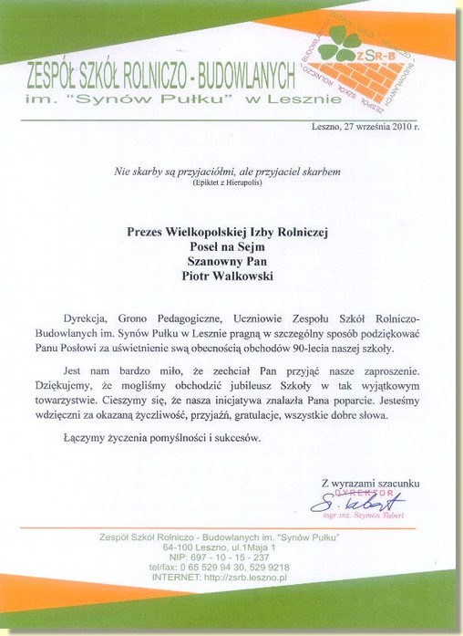 Podzi�kowanie dla Piotra Walkowskiego